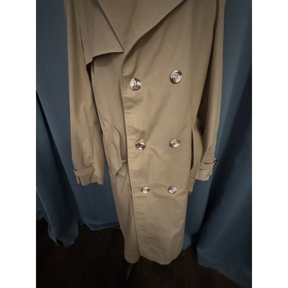 Vintage Men’s Large Trench Coat Double Breasted No Lining Size 42R - Picture 3 of 11